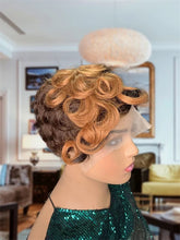 Load image into Gallery viewer, Highlight Colored Short Pixie Cut Bob Body Wave Human Hair Wigs Transparent T Part Lace Wigs Brazilian Hair 150%
