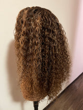 Load image into Gallery viewer, Honey Blonde Highlight 27 Deep Wave Lace Front Wig Deep Curly Human Hair Wigs Brazilian HD Preplucked 13x4/ 13x6 Lace Frontal Wig

