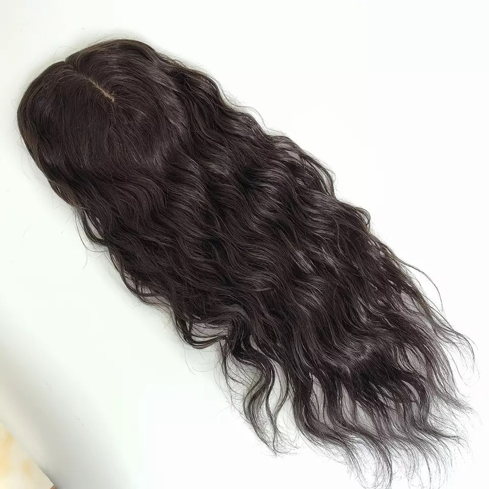 15x16cm Natural Wave Brazilian Virgin Human Hair Topper for Women with Thinning Hair Silk Base Toupee with 5 Clips Ins Wavy