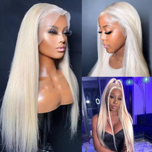 Load image into Gallery viewer, 13x4/13x6/360 Platinum Blonde Lace Front Wig Human Hair Transparent HD Lace Frontal Wig #60 Platinum Ash Blonde Straight Hair Wigs Brazilian Hair
