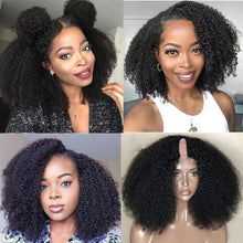 Load image into Gallery viewer, T1b/4/27/30 Dark Root Ombre Honey Blonde 150% Density V Part Wig  4C Afro Kinky Curly Human Hair  Wigs
