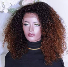 Load image into Gallery viewer, 250% Density Kinky Curly Lace Front Human Hair Wigs Pre Plucked Hairline 13x4/13X6 Lace Front Ombre Kinky Curly Wigs
