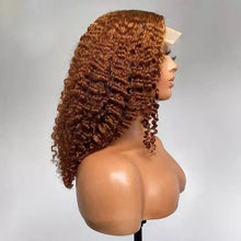Load image into Gallery viewer, Brown/ Ginger 13x6/ 13x4 Curly Wig HD/ Transparent Lace Frontal Wig Pre Plucked 180% Density
