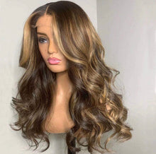 Load image into Gallery viewer, 13x4/13x6 Body Wave Wig Highlight Blonde Brown Human Hair Lace Front Wigs Glueless Wigs Pre Plucked With Baby Hair 180 Density
