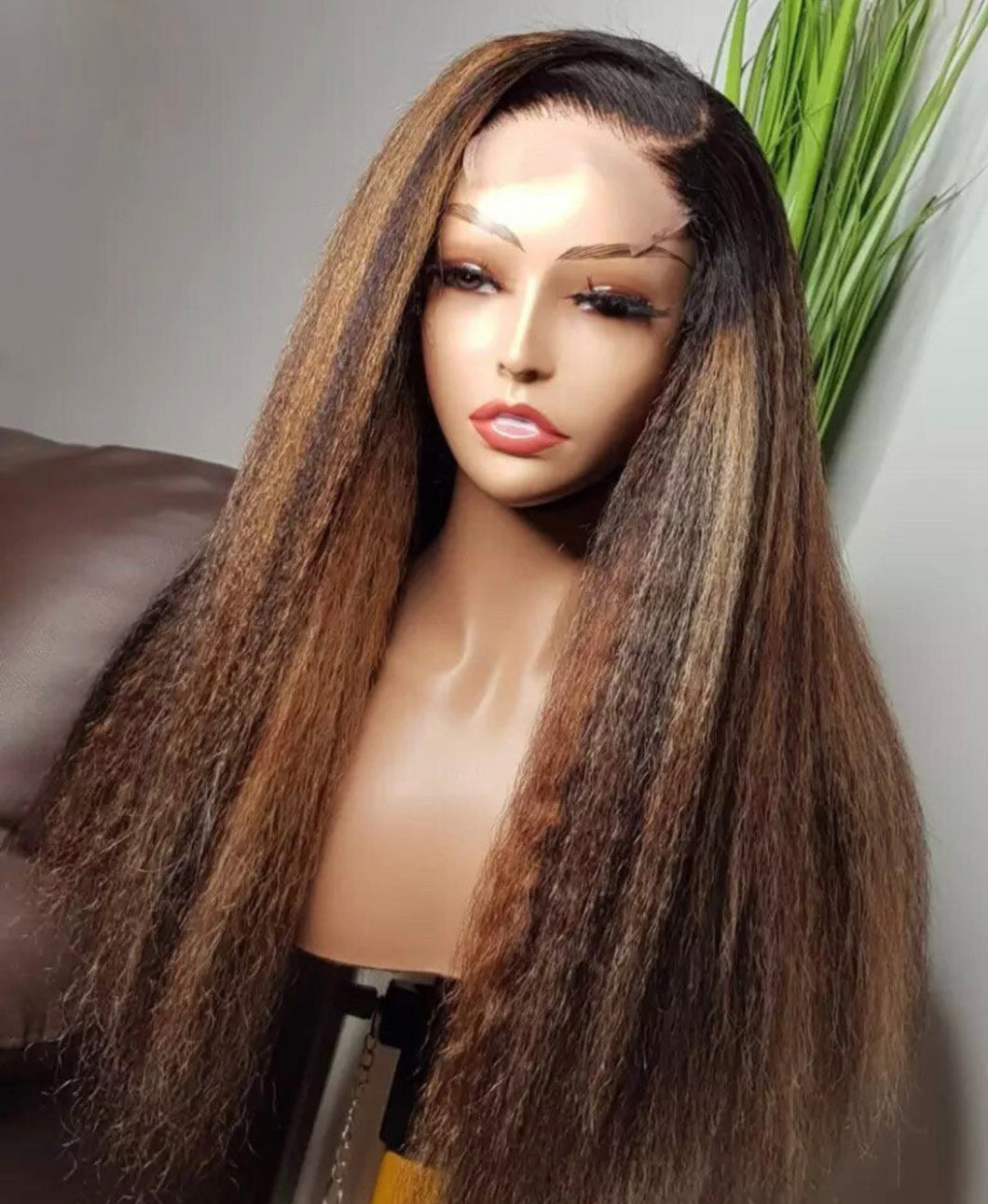 360/13x4/13x6 Lace Frontal Wig Ombre Kinky Straight Human Hair Wig Coarse Italian Yaki 200% Density Preplucked