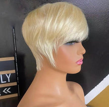 Load image into Gallery viewer, 613/Blonde Pixie Cut Wig Human Hair Straight Glueless Short Pixie Cut Human Hair Wig Remy Hair
