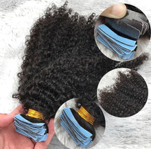 Load image into Gallery viewer, Tape In Extensions Human Hair Extensions Remy Malaysian Deep Curly Tape ins 80pcs
