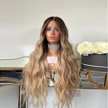 Load image into Gallery viewer, Brown Root  Blonde Higlight Lace Front Wig HD Transparent Lace Wig 13x4/13x6/360 Human Hair Wig
