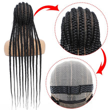 Load image into Gallery viewer, 36 Inches Full Lace Box Braided Wig Cornrow Braids Lace Wigs Synthetic 360 Knotless Box Braids Lace Front Wigs
