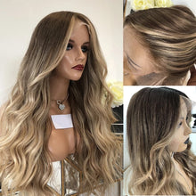 Load image into Gallery viewer, Highlight Wig Human Hair for Women Dark Blonde 10-30&quot; Glueless Full Lace Wigs Pre Plucked 13x6 HD Transparent Lace Frontal Wig 180%
