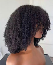 Load image into Gallery viewer, Afro Kinky Curly Wig With Bangs Slip on and go Machine Made Brazilian Remy Curly Human Hair Wigs
