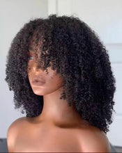 Load image into Gallery viewer, Afro Kinky Curly Wig With Bangs Slip on and go Machine Made Brazilian Remy Curly Human Hair Wigs
